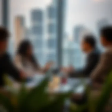 Business meeting in Dubai discussing acquisition strategies