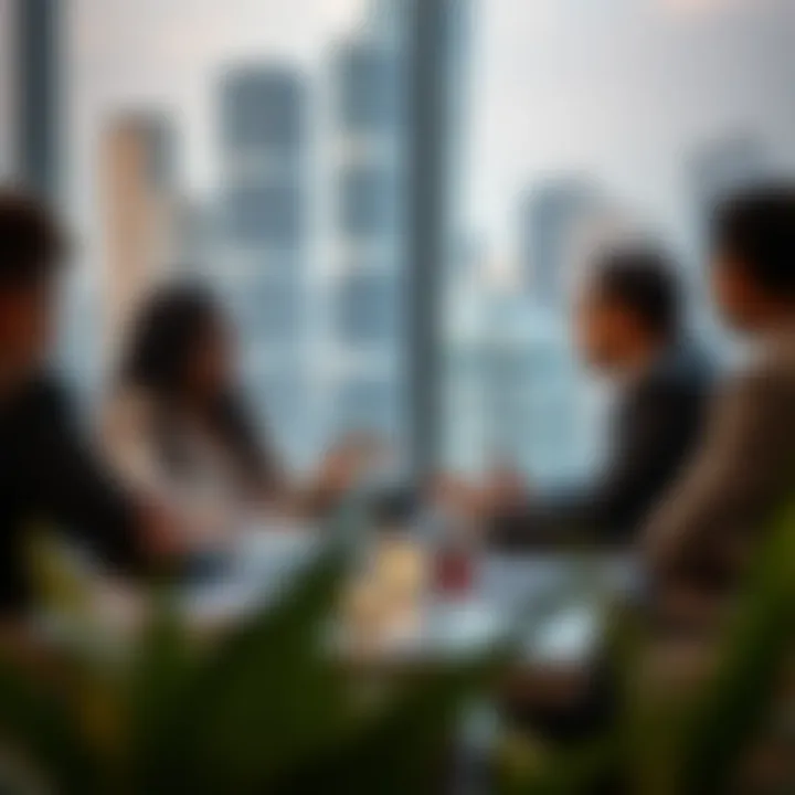 Business meeting in Dubai discussing acquisition strategies