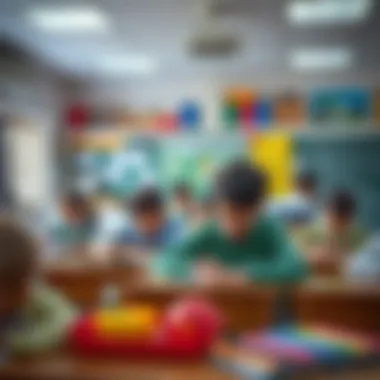 Students engaging in a vibrant classroom environment with diverse learning materials