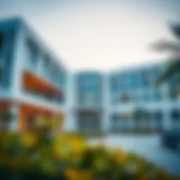 A panoramic view of a prestigious private school in Dubai showcasing modern architecture