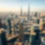 Aerial view of Dubai skyline with modern skyscrapers