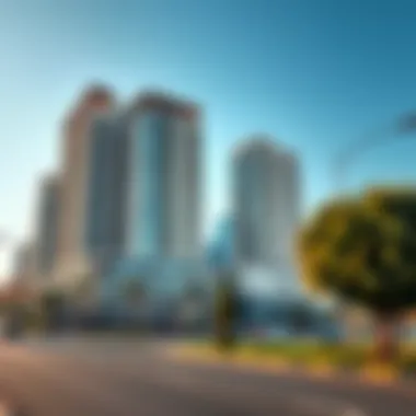 Modern architecture lining Sheikh Rashid Road