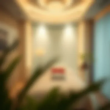 A serene treatment room with soft lighting