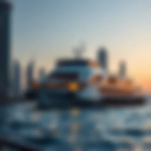 A majestic ferry navigating the waters of Dubai Marina