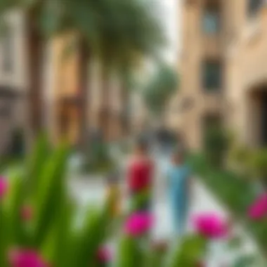 Vibrant community life surrounding the Gardens Apartments