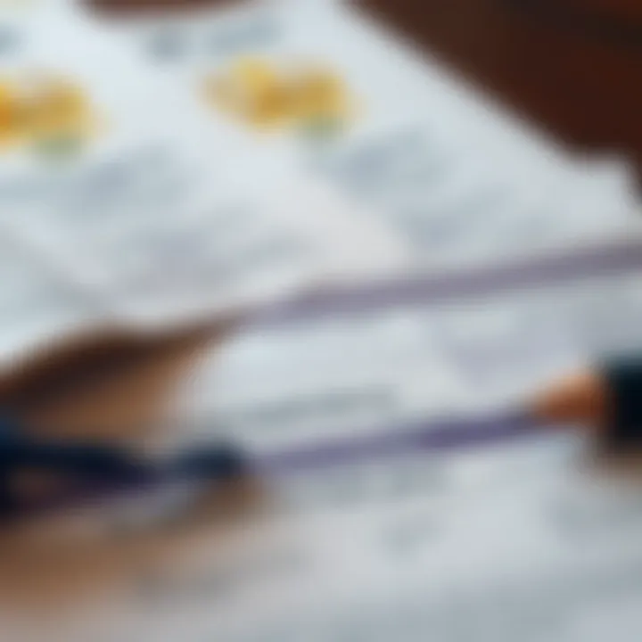 A close-up of documentation and application forms for residency