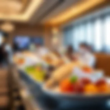 Gourmet food selection at Dubai airport lounge