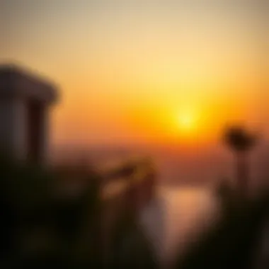 A stunning sunset view over Last Exit Al Khawaneej highlighting its minimalist aesthetics