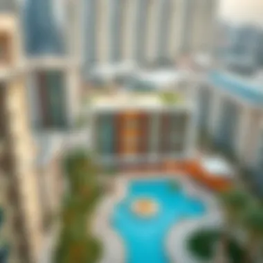 Aerial view of the LIV Residence location in Dubai