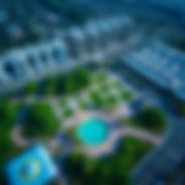Aerial view of Burj Park showcasing its lush greenery and nearby attractions