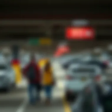 Visitors navigating through the parking areas with clear signage and directions