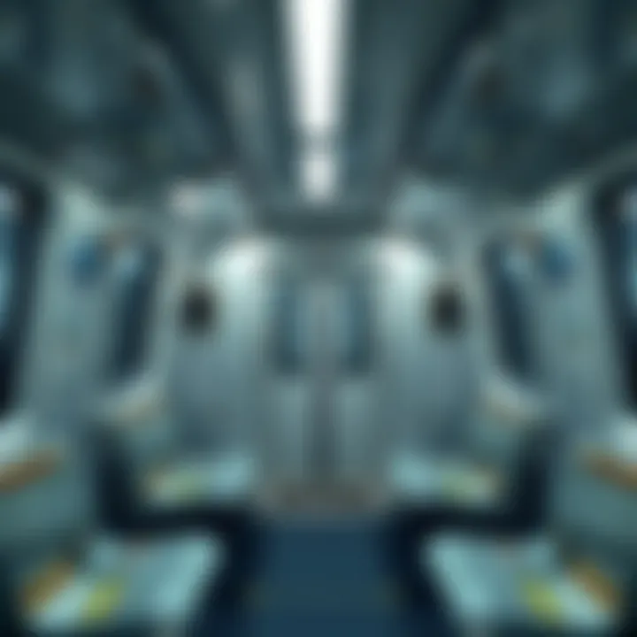 Interior view of a Dubai Metro train showcasing modern design