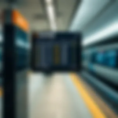 A digital timetable displaying Sunday Metro schedules