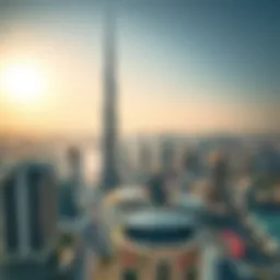 Aerial view of Dubai skyline during holiday season