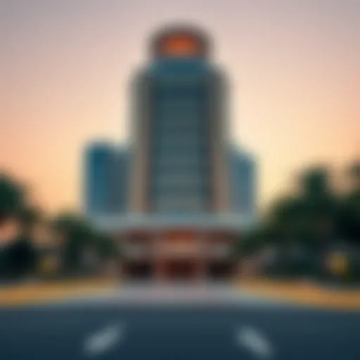 Stunning exterior view of Nobles Tower showcasing its architectural elegance