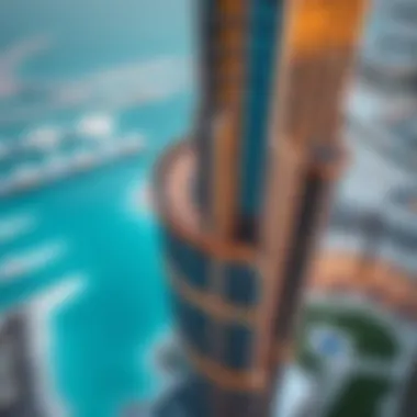 Aerial view showcasing Palm View Tower's stunning design