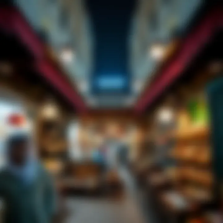 A bustling traditional market displaying cultural artifacts