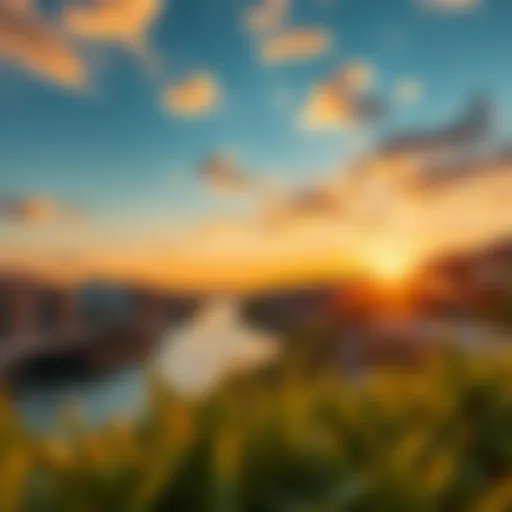 Stunning view of Riverland Dubai at sunset