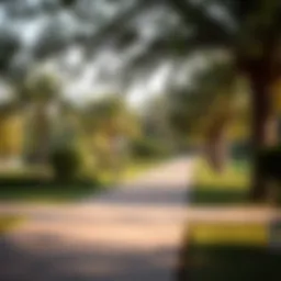 A serene morning view of Safa Park showcasing lush greenery and peaceful walking paths