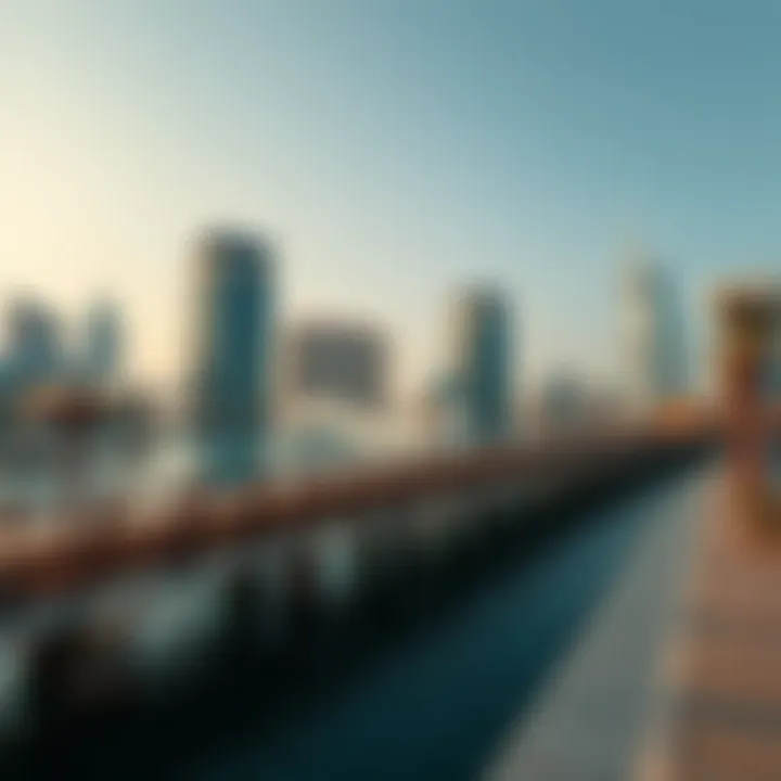 A panoramic view showcasing the integration of the Boardwalk and Dubai Fountain within the luxury landscape of Dubai