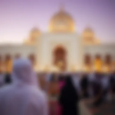 Community members engaging in a cultural event at the mosque