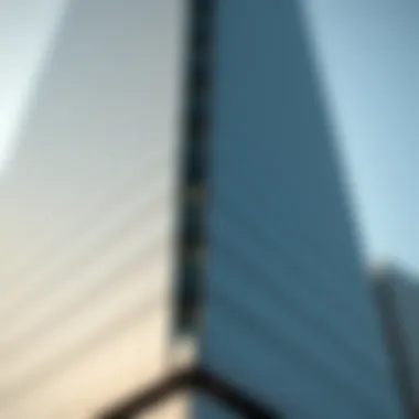 Close-up of Thuraya Tower's facade highlighting innovative materials