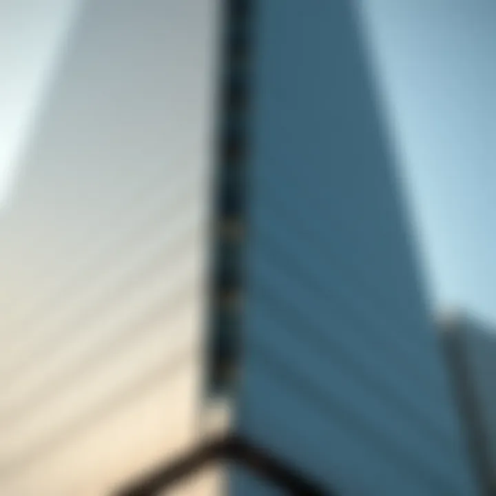 Close-up of Thuraya Tower's facade highlighting innovative materials