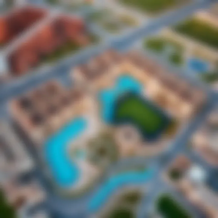 Aerial View of Tilal Al Ghaf Community Aerial view of the Tilal Al Ghaf community showcasing its layout and green spaces