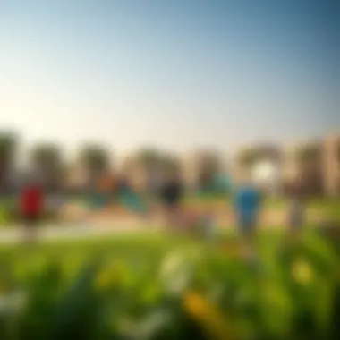 Community Park at Tilal Al Ghaf Community park in Tilal Al Ghaf with families enjoying outdoor activities