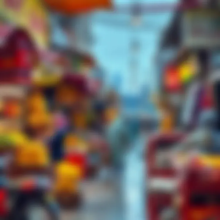 Vibrant market scene depicting daily expenses in Dubai