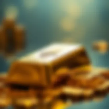 A close-up of gold bullion reflecting light