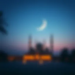 Symbolic crescent moon and stars representing Eid