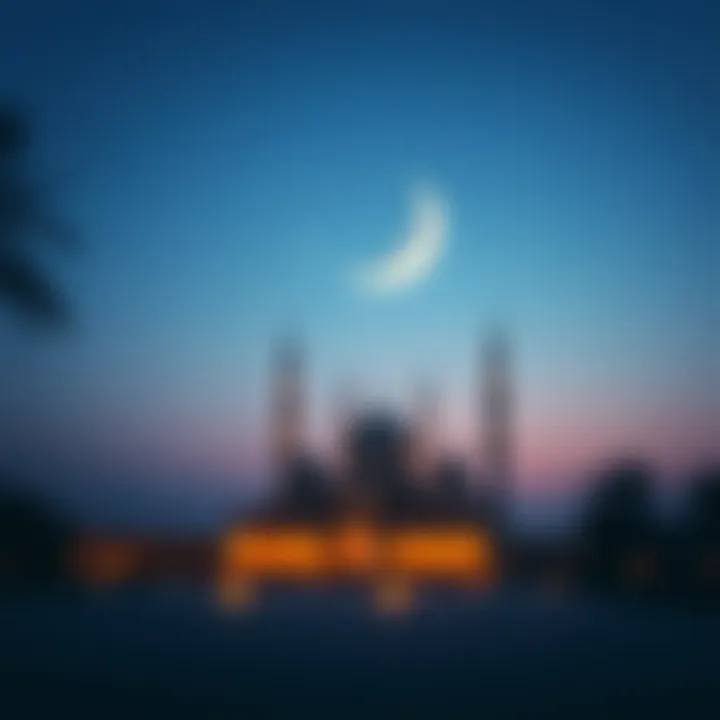 Symbolic crescent moon and stars representing Eid
