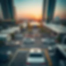 Aerial view of a free parking area in Dubai