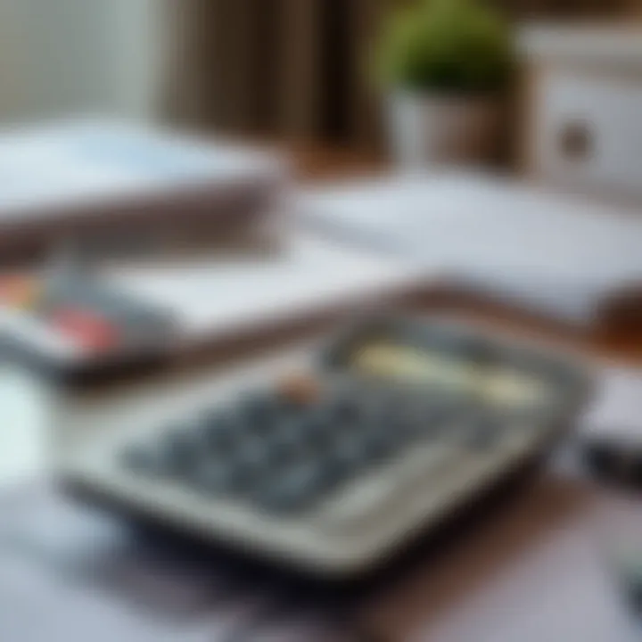 Calculator on a desk with financial documents