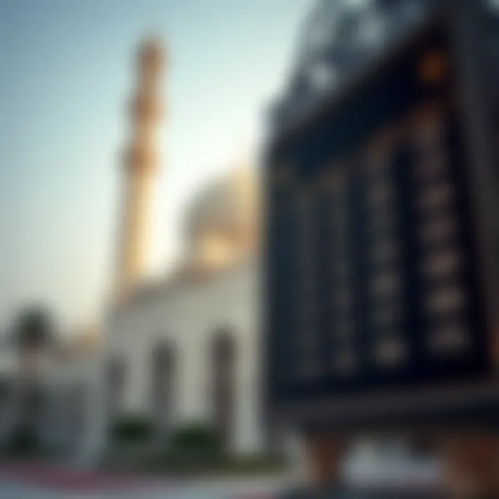 Prayer Times Display at Jumeirah Mosque Prayer times display board outside Jumeirah Mosque