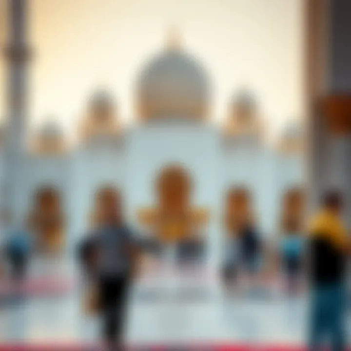 Visitors at Jumeirah Mosque Visitors admiring the beauty of Jumeirah Mosque