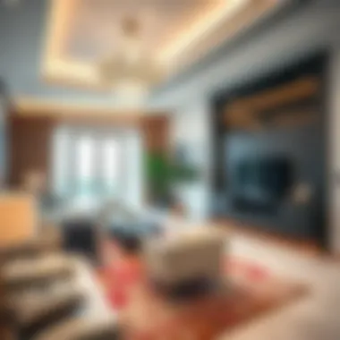 Sophisticated Interiors of Address Beach Resort Elegant living space inside Address Beach Resort highlighting modern interiors