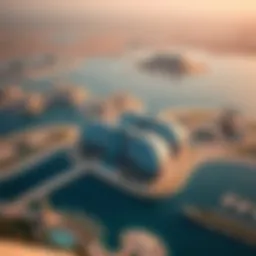 Aerial view of Yas Island showcasing its vibrant landscape and attractions